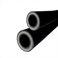 Tuyau en caoutchouc industriel hydraulique haute pression - Assemblage de tuyau flexible renforcé tressé pour air, huile, eau, découpe, noir