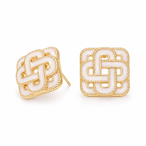 Orecchini a Perno Geometrici Quadrati Classici per Donne, Design Vintage a Rete, per Uso Quotidiano in Ufficio, Accessori Regalo per Feste - Product Image 3
