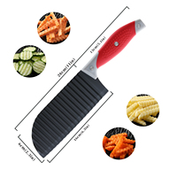 Roestvrijstalen golfvormige frietjes snijder met rubberen handvat, gegolfde snijder voor groenten, friet, aardappel, wortel, fruit, snijgereedschap