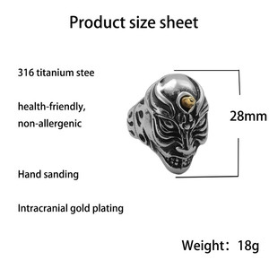 Men's <b>Titanium</b> Steel Skull <b>Ring</b> Retro Punk Style Two Tone Geometric Design Gift Jewelry 290100 - Product Image 2