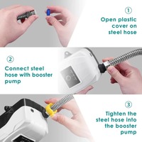 Pompe de surpression de douche à moteur en cuivre, commande par bouton, prise standard US/UK/EU 110V, pour robinet et eau chaude, pour le commerce extérieur DC24V