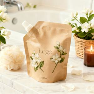 Bolsas de Embalaje de Papel Kraft Biodegradables Reutilizables con Impresión Personalizada, Bolsa Doypack Cosmética con Boquilla - Product Image 4