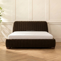 Lit FERLY Vivienne de luxe moderne avec tête de lit en velours et détails de couture plissée, cadre de lit King Size, mobilier de chambre sur mesure