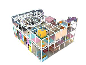 Aire de jeux intérieure commerciale pour tout-petits, toboggan en spirale orange, décoration sportive Liben, construction en plastique et acier pour la maison - Product Image 3