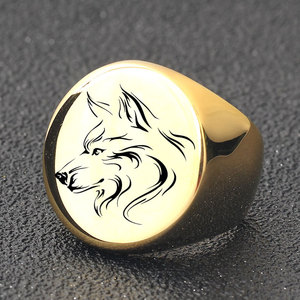 Men's Stainless Steel <b>Ring</b> 22mm <b>Wolf</b> Head Design Round Animal Pattern Everyday Wear Jewelry - Product Image 3
