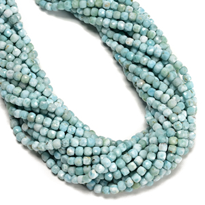 Filo di perle sfaccettate a cubo in pietra <span class=keywords><strong>naturale</strong></span> di cianite verde, larimar e <span class=keywords><strong>acquamarina</strong></span> da 4 mm all'ingrosso per la creazione di gioielli e collane - Product Image 5