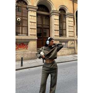 Conjunto Color Caqui Perlado para Mujer, Blazer Informal de Otoño, Top Largo de Punto, Pantalones Ajustados, Falda Larga Hasta la Rodilla, Talla Grande - Product Image 2