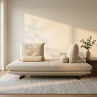 Canapé-lit beige minimaliste moderne, canapé d'angle en tissu de luxe pour salon et petit appartement