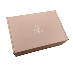 Ücretsiz örnek özel logo pembe renk kozmetik oluklu ambalaj posta gönderim kutusu nakliye kutusu kağit kutu