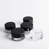 Pot en verre dépoli à fond épais pour échantillons de crème cosmétique pour les yeux et le visage, avec bouchon à vis en aluminium/bambou noir