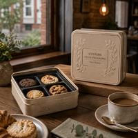 Boîte en étain carrée élégante avec design personnalisé, boîte cadeau haut de gamme pour les desserts de boulangerie, emballage cadeau pour les fêtes