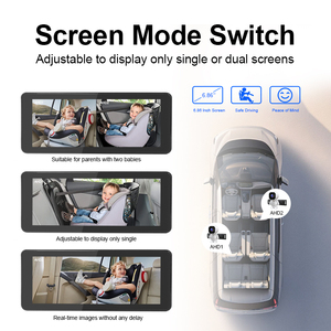 Moniteur Bébé Double Caméra de Voiture 6,86 Pouces à Écran Partagé Simple ou Double, Installation Facile, avec Vision Nocturne pour Bébés et Enfants - Product Image 2