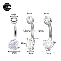 YW grosir cincin pusar G23 Titanium Segitiga air Drop CZ diasah cincin pusar perhiasan tindik