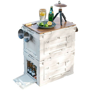 Plastic Wooden Lid Collapsible Folding Bins Container Drawer Household Organizer Portable Foldable Storage Box Outdoor Camping