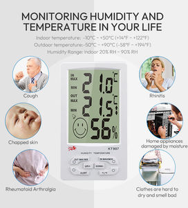 Hete Verkoop KT-907 Digitale Indoor Outdoor Thermometer <span class=keywords><strong>Hygrometer</strong></span>-Groot Lcd-Scherm, Comfort Graad Glimlach Gezicht, ℃/Mars Cabriolet - Product Image 6