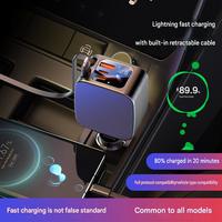 Chargeur de voiture rapide 120W avec câble rétractable 5-en-1 compatible avec les téléphones et montres iOS et Android