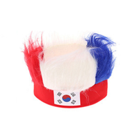 Perruque bandeau drapeau de Corée du Sud, cheveux synthétiques colorés, pour supporters de football, idéale pour les événements sportifs et les fêtes.