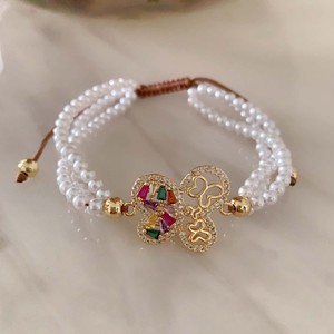 Pulsera Ajustable TK-B586 con Cuentas de Perlas Maravillosas, Dijes de Circonita Arcoíris, Mano de Hamsa Dorada, Búho y Mariposa, Estilo Vintage - Product Image 5