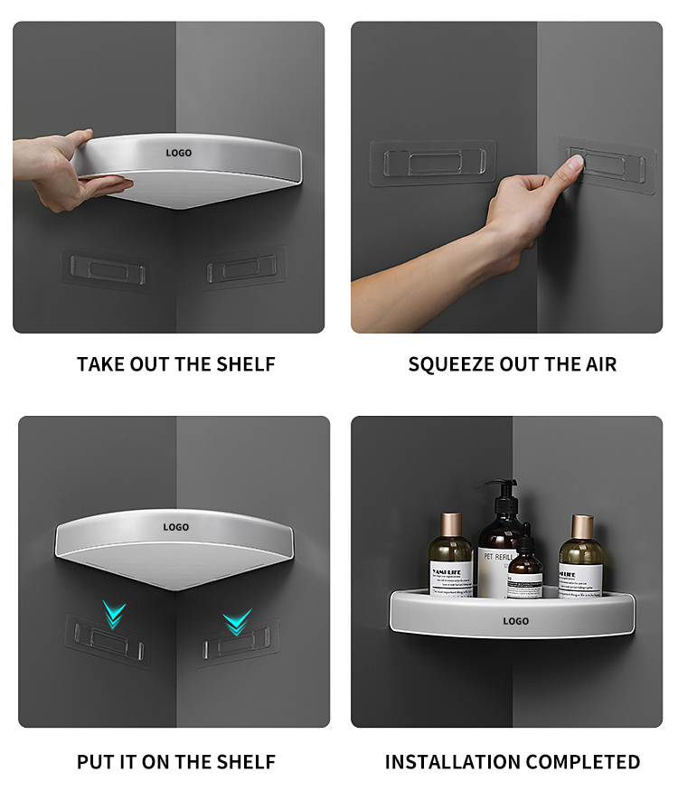 Wall Mounted Shower Shelf Rack Plastic Corner Storage Rack Bathroom Shelves