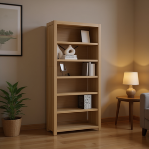 Bibliothèque à 6 niveaux en bois massif d'acacia Taille de 31.5 po x 11.8 po x 66.9 po Étagère élégante et durable - Product Image 2