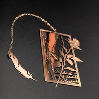 Marcapáginas de metal hueco grabado en stock, con colgante de cadena, chapado en oro rosa, descuento por muestra para pedidos al por mayor y de prueba