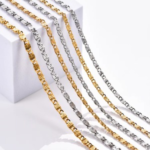 Chaînes à maillons embossés en acier inoxydable style hip-hop, largeur 3/4/5 mm, couleur argent/or, collier pour femmes et hommes, bijoux tendance - Product Image 1