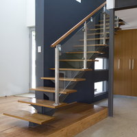 Kit d'escalier droit flottant moderne en poutres d'acier, design d'escalier droit en bois