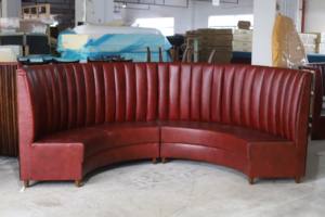 Hendry - Sofás de Cuero Genuino <span class=keywords><strong>Mexicano</strong></span> Hechos a Medida, Estilo Banqueta Semicircular para Restaurantes, con Respaldo de Líneas - Product Image 3