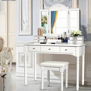 Meubles de chambre à coucher <span class=keywords><strong>coiffeuse</strong></span> Beige <span class=keywords><strong>avec</strong></span> OEM propre marque logo client Lit et <span class=keywords><strong>coiffeuse</strong></span> Vente en gros - Product Image 4