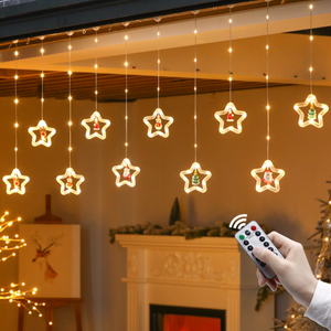 Guirlande lumineuse de Noël YN pour fenêtre et cheminée, avec crochet en cuivre et télécommande USB, 8 modes, pour décoration intérieure - Product Image 2