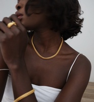 Collier Punk à grosse chaîne géométrique en maille tressée, bijoux en acier inoxydable, plaqué or 18k, ne se décolore pas