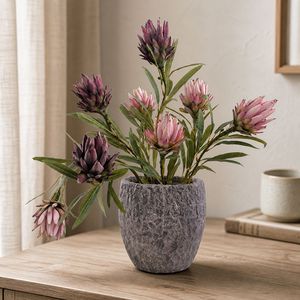 ช่อดอกไม้ประดิษฐ์ ยี่ห้อ Yihua รุ่น King Protea สีชมพูแดง สำหรับตกแต่งบ้านและโต๊ะทำงาน - Product Image 3