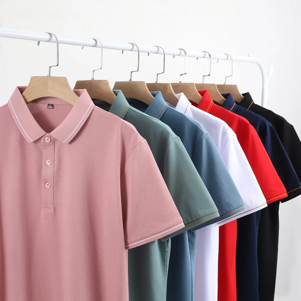 ALL FINE Hot Sale Summer Oversized 190G 51%Cotton Short Sleeve Sports Golf Men Polo T Shirts