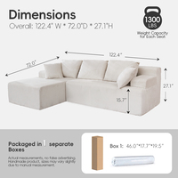 Canapé modulaire compressé personnalisable, emballé sous vide avec mousse haute élasticité, canapé-lit modulaire en forme de L dans une boîte