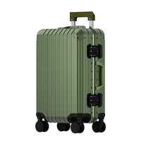 Boîte de voyage tout aluminium alliage de magnésium 20 pouces TSA Lock Universal Wheel Spinner Leather Suitcase Password Carry-On Coffer