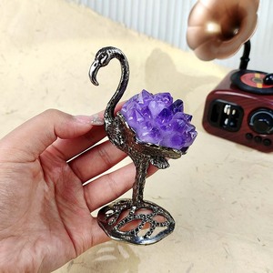 Figura <span class=keywords><strong>de</strong></span> Cristal <span class=keywords><strong>de</strong></span> Amatista Natural <span class=keywords><strong>de</strong></span> Alta Calidad con Base <span class=keywords><strong>de</strong></span> Metal, Cristales Decorativos para el Hogar, Ideal para Regalo - Product Image 4