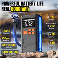 Pompe à air portable intelligente 12V 150 PSI 22mm sans fil 6000mAh, gonfleur de pneus ABS, moniteur de pression des pneus numérique, lumière d'urgence