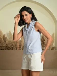 Camisa Urbana 100% Algodón, Manga Regular, Cuello con Capucha Elegante, Secado Rápido, Tejido a Mano, Corta, con Botones y Forro de Algodón - Product Image 3