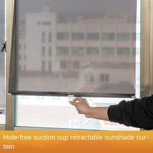 Ventosa PVC parasol <span class=keywords><strong>para</strong></span> coche cortina frontal retráctil Ventana del hogar protector solar no perforado balcón persiana enrollable ajuste Universal - Product Image 2