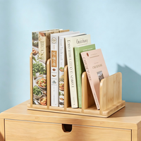 Organisateur de livres de cuisine, support de livre de cuisine en bambou, support robuste pour ranger les livres de recettes, pour un rangement pratique des livres de cuisine
