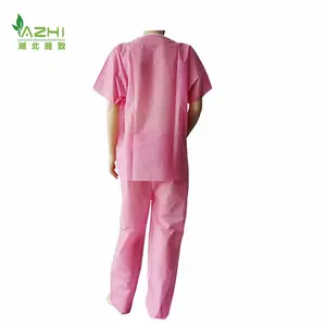 护士和医生磨砂套装PP无纺布一次性粉色男女医疗护理非无菌