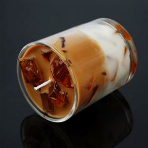 Bougie parfumée de luxe en cire gelée effet café glacé avec mèche en coton, décoration d'intérieur pour les fêtes, en pot de verre, idéale pour les cadeaux. - Product Image 2