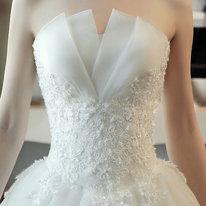 2023 New <strong>White</strong> Tube Top Lace Simple <strong>Fairy</strong> Style Sen Wedding <strong>Dress</strong> - Product Image 3