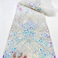 Encaje De Lenteleillas Rosa Broderie Paillettes Dentelle Laser Paillettes Tissu Irisé Rose Paillettes Dentelle pour Robes de Soirée