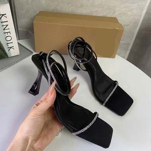 Zapatos de lujo diseñador calidad verano <span class=keywords><strong>Francia</strong></span> tipo negro tacones altos sandalias para mujer tacón Stiletto Zapatos - Product Image 6