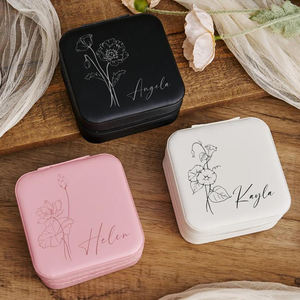 Wholesale Luxury PU <b>Travel</b> <b>Jewellery</b> Storage <b>Box</b> Custom Logo Portable Square Leather Gift <b>Box</b> for Rings Earrings Packaging - Product Image 2