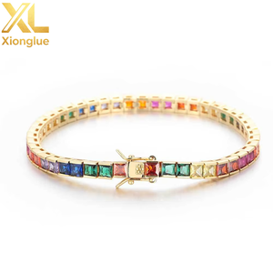 Hip Hop Bracelet 4mm Color Tennis Chain Micro-inlaid Square Zircon Hipster Hipster Hip Hop Bracelet Jewelry Tanjing Fashion - Product Image 6