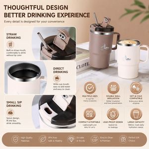 Custom logo Stainless Steel Tumbler with Handle and <b>Tea</b> <b>Infuser</b> Lid Double Wall Leakage-proof Travel Coffee <b>Tea</b> Gift Mug - Product Image 4