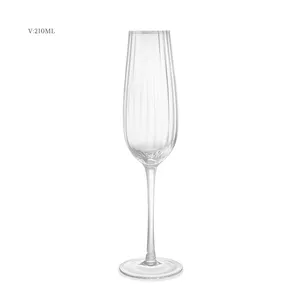 Top Seller 210ml Hand Crafted Custom Glassware Drinkware White Wine Drinking Glasses Ripple Flutes Set Champagne Glass