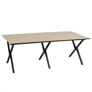 Outdoor Portable Leisure Foldable Stable Bamboo Wood Grain Carbon Steel Egg Roll Camping <b>Table</b> Customized - Product Image 1